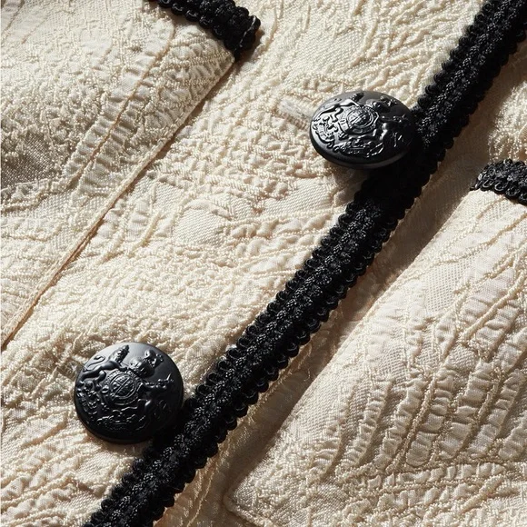 VERONICA BEARD Darla Jacquard Contrast Trim Jacket Size 10 Ivory Black - Picture 16 of 16